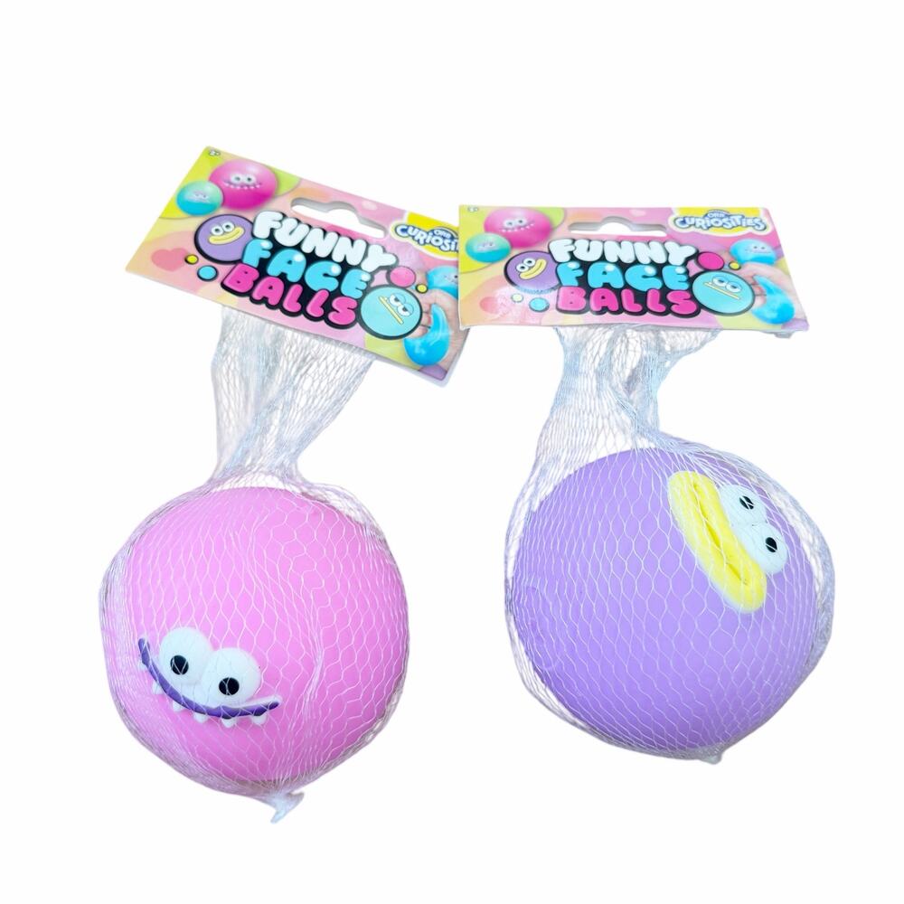 Orb Curiosities Funny Face Balls Fidget Squishy Lot of 2 Pink Purple New